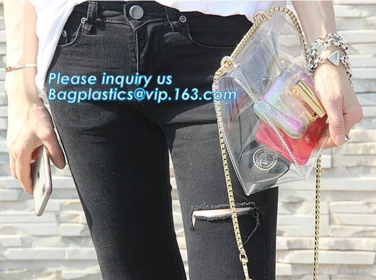 Prenda impermeable Tote Bag para la moda adolescente y mujer con clase, mochila clara durable del bolso de la cremallera del Pvc para el mejor precio, PVC Shoulde
