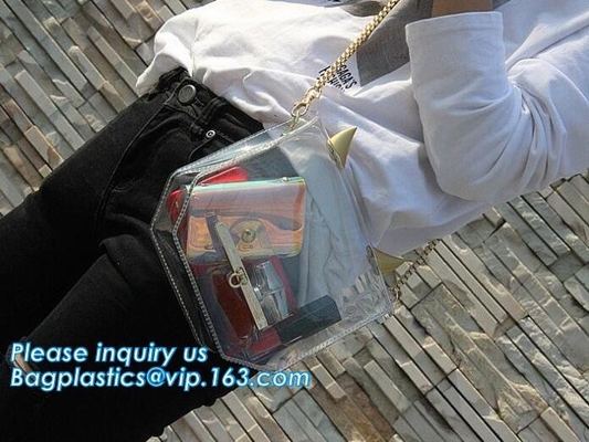bolso de la manija con la bolsa de asas clara impermeable larga del pvc de la correa de hombro, mujeres bolso de encargo grande, shoulde del bolso de la manija