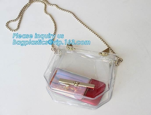 bolso de la manija con la bolsa de asas clara impermeable larga del pvc de la correa de hombro, mujeres bolso de encargo grande, shoulde del bolso de la manija