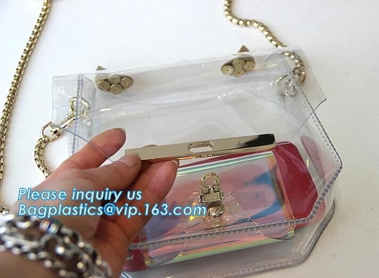 bolso de la manija con la bolsa de asas clara impermeable larga del pvc de la correa de hombro, mujeres bolso de encargo grande, shoulde del bolso de la manija