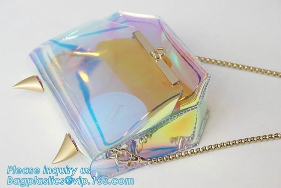 bolso de la manija con la bolsa de asas clara impermeable larga del pvc de la correa de hombro, mujeres bolso de encargo grande, shoulde del bolso de la manija