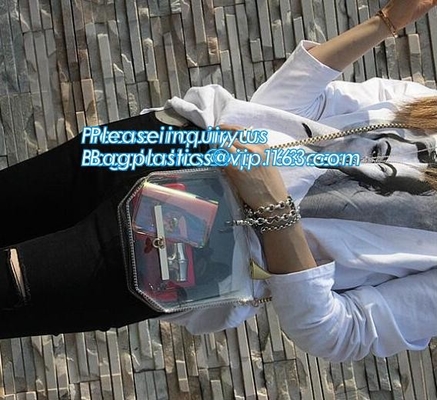 Bolso de la playa del PVC de Tote Bags con el bolsillo interior, bolso ligero del pvc, hombro casual Tote Beach Bag, pac