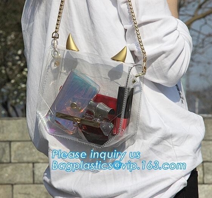 Bolso de la playa del PVC de Tote Bags con el bolsillo interior, bolso ligero del pvc, hombro casual Tote Beach Bag, pac