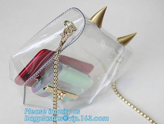 Bolso de la playa del PVC de Tote Bags con el bolsillo interior, bolso ligero del pvc, hombro casual Tote Beach Bag, pac