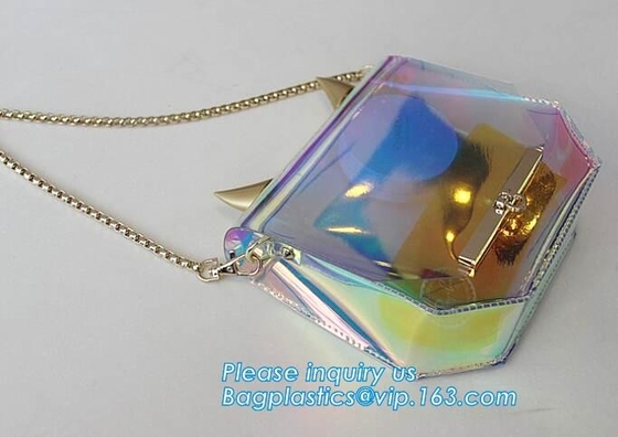 Bolso de la playa del PVC de Tote Bags con el bolsillo interior, bolso ligero del pvc, hombro casual Tote Beach Bag, pac