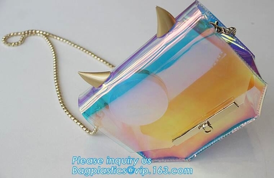 Bolso de la playa del PVC de Tote Bags con el bolsillo interior, bolso ligero del pvc, hombro casual Tote Beach Bag, pac