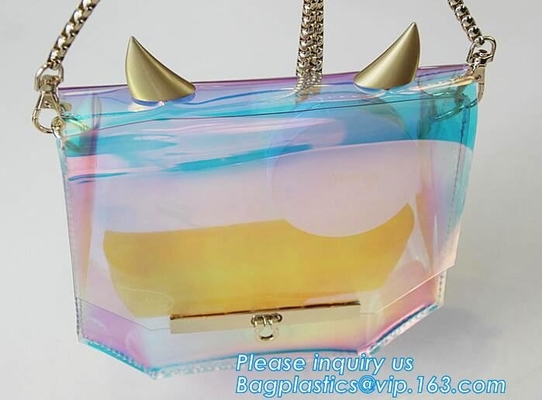 Bolso de la playa del PVC de Tote Bags con el bolsillo interior, bolso ligero del pvc, hombro casual Tote Beach Bag, pac