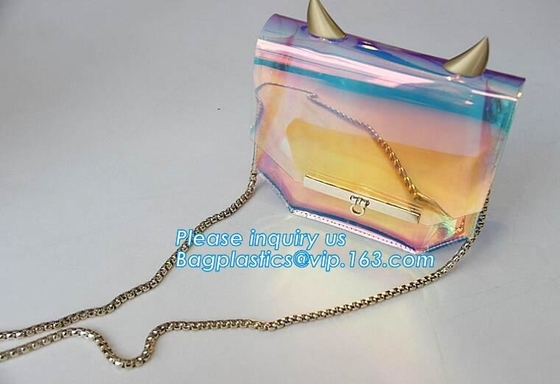 Bolso de la playa del PVC de Tote Bags con el bolsillo interior, bolso ligero del pvc, hombro casual Tote Beach Bag, pac