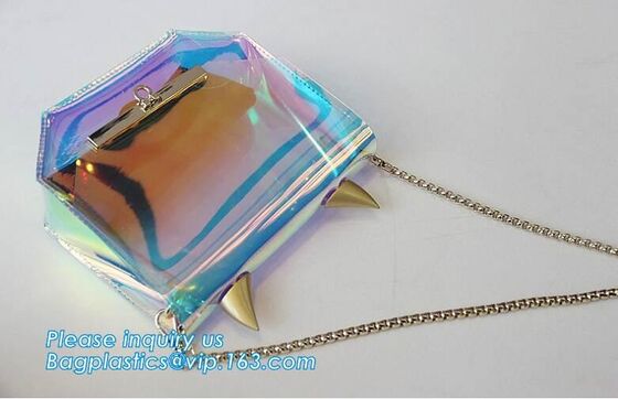 bolsa de asas material del hombro de la impresión del PVC del laser la nueva, muchachas lleva a hombros a Tote Beach Bag, bolso transparente de la playa del PVC de las señoras