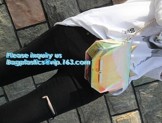 El bolso del PVC/la bolsa de asas transparente, PVC claro Tote Bag Beach Bag, bolso del pvc con la cadena de oro, embrague, embala