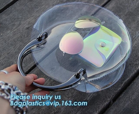 el bolso transparente del pvc de la bolsa de asas de las mujeres, playa Tote Bags Handbag With Handle, la bolsa de asas del vinilo del PVC del bolso con interno dibuja