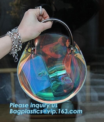 el bolso transparente del pvc de la bolsa de asas de las mujeres, playa Tote Bags Handbag With Handle, la bolsa de asas del vinilo del PVC del bolso con interno dibuja