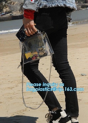 Bolso transparente claro del hobo de la honda del PVC de la muchacha linda del bolso de la cadena, mujeres bolso, bolso del bolso de la playa del PVC/mujeres h del PVC de la moda