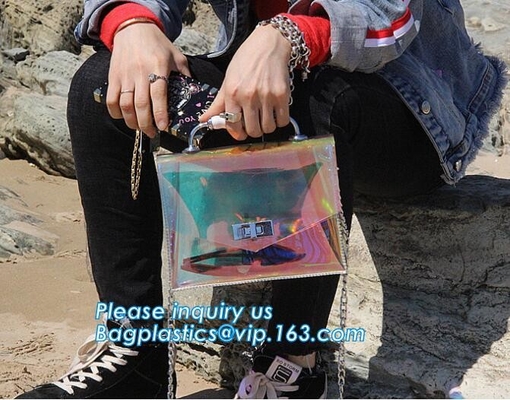 Bolso translúcido del PVC de la moda del color, bolsos de las mujeres del bolso pu/pvc de las señoras, Tote Bags claro para mujer para el Cl del hombro