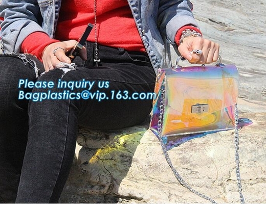 Bolso translúcido del PVC de la moda del color, bolsos de las mujeres del bolso pu/pvc de las señoras, Tote Bags claro para mujer para el Cl del hombro