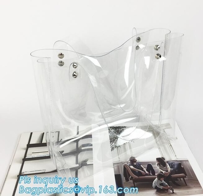 Bolso de cadena del brillo claro del PVC, bolso plástico de la playa del hombro del PVC, bolsos claros del regalo del pvc, bolsos del pvc de la playa del hombro