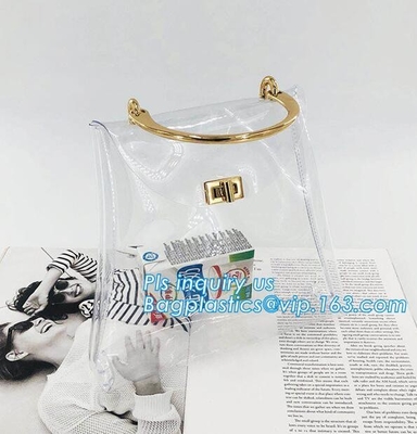 La bolsa de asas clara para las mujeres, pvc claro plástico de la capacidad grande del bolso del pvc de los bolsos transparentes de la moda del pvc del hombro ser