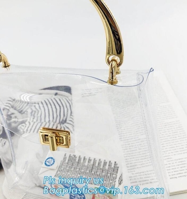 La bolsa de asas clara para las mujeres, pvc claro plástico de la capacidad grande del bolso del pvc de los bolsos transparentes de la moda del pvc del hombro ser