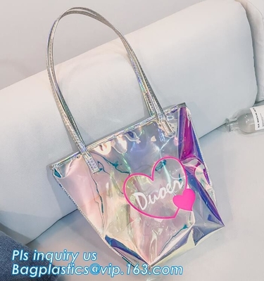 bolso transparente del pvc del bolso popular del banco, bolso de la playa del PVC del PVC Tote Bag Shoulder Handbag Transparent, vagos casuales de la playa