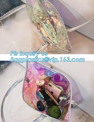 bolso transparente del pvc del bolso popular del banco, bolso de la playa del PVC del PVC Tote Bag Shoulder Handbag Transparent, vagos casuales de la playa