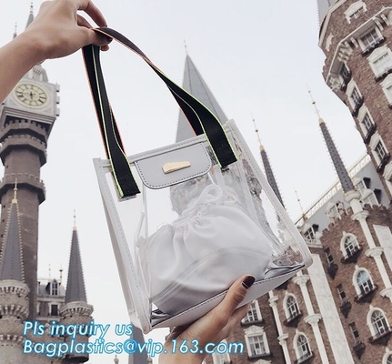 el bolso de las solas del hombro mujeres del pvc, muchachas lleva a hombros el bolso largo de la tira, hombro transparente del bolso del PVC de las mujeres desmontables del verano