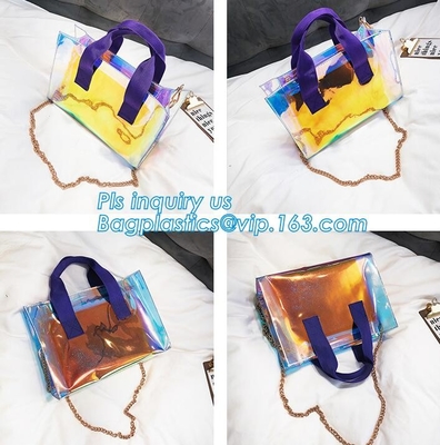 Bolso colorido clásico del bolso de la bolsa del bolso de la cartera del PVC, cruz del PVC - la bolsa para transportar cadáveres para las muchachas del viaje de la escuela, Tote Bag Clear Shou