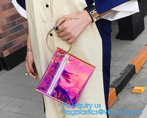 Bolso para mujer personalizado de la playa del claro del PVC del bolso del hombro del color del arco iris, señoras de la moda de China del fabricante del bolso claramente