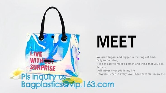 Las mujeres de la moda despejan la playa Tote Bags Handbag With Handle, la bolsa de asas del vinilo del PVC del bolso con el bolso de lazo interno, LLEVAN EL BOLSO