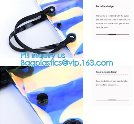 Las mujeres de la moda despejan la playa Tote Bags Handbag With Handle, la bolsa de asas del vinilo del PVC del bolso con el bolso de lazo interno, LLEVAN EL BOLSO