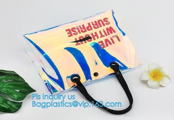 Las mujeres de la moda despejan la playa Tote Bags Handbag With Handle, la bolsa de asas del vinilo del PVC del bolso con el bolso de lazo interno, LLEVAN EL BOLSO