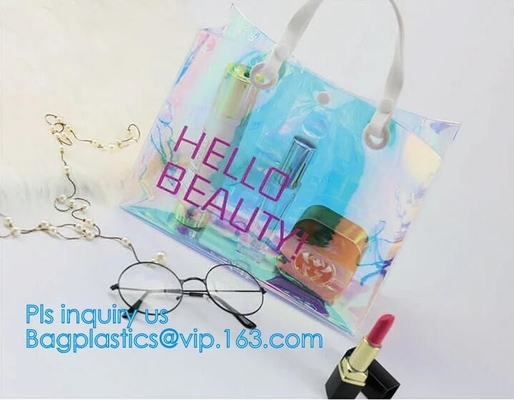Estilo del bolso claro del PVC del bolso de la playa del verano el nuevo, forma a jalea transparente el fabricante iridiscente los purs claros del hombro
