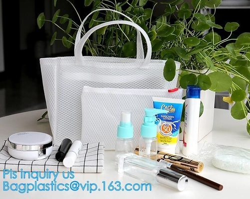 el bolso al aire libre de la malla de la playa del totalizador del poliéster para las mujeres/el bolso que hace compras de la malla de nylon de la moda, Mesh Beach Bag de nylon, lleva, cartera