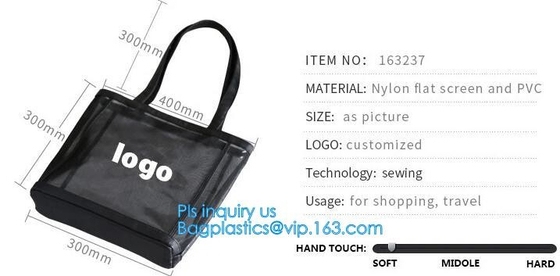 El bolso de moda Tote Bag Black Mesh Handbags al aire libre de la playa, las mujeres modificadas para requisitos particulares vara el bolso, señoras enreda el bolso de los bolsos de la playa