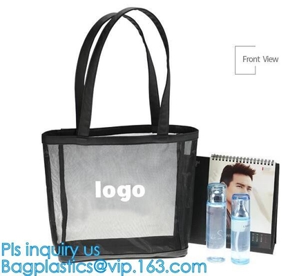 El bolso de moda Tote Bag Black Mesh Handbags al aire libre de la playa, las mujeres modificadas para requisitos particulares vara el bolso, señoras enreda el bolso de los bolsos de la playa