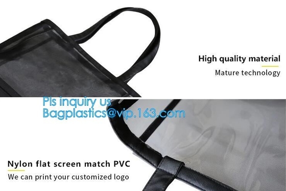 El bolso de moda Tote Bag Black Mesh Handbags al aire libre de la playa, las mujeres modificadas para requisitos particulares vara el bolso, señoras enreda el bolso de los bolsos de la playa