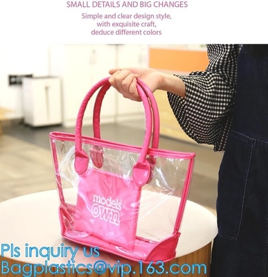 la bolsa de asas brillante para las mujeres, bolso unisex de la bolsa para transportar cadáveres de la cruz del PVC, hombro Tote Pouch Clear del hombro del pvc de la impresión que hace compras