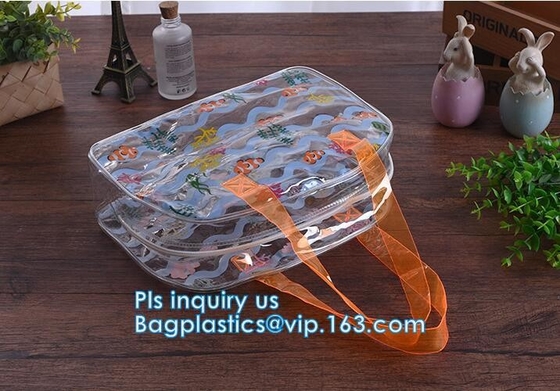 la bolsa de asas para las mujeres, la bolsa de asas de la capacidad grande del bolso del pvc del cuero del pvc del bolso del laser, tachonó shou claro de Tote/PVC
