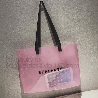 bolso Semi-claro del PVC de Tote Bags Stripe con la bolsa, bolso de moda de la playa del bolso del bolso de la PU del PVC, bolso del PVC