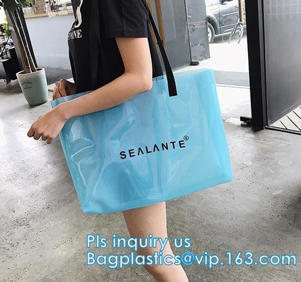 Los bolsos promocionales de la toalla de playa del claro del PVC, bolso reutilizable de la playa del PVC, arena empaquetan el bolso cosmético del bolso, vagos de la manija del bolso/pvc de la manija