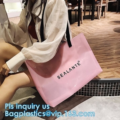 Los bolsos promocionales de la toalla de playa del claro del PVC, bolso reutilizable de la playa del PVC, arena empaquetan el bolso cosmético del bolso, vagos de la manija del bolso/pvc de la manija