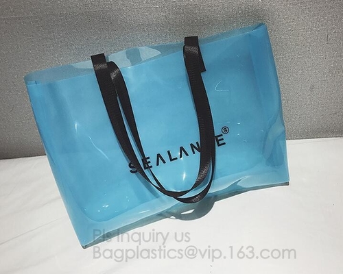 bolso cosmético del bikini transparente de la cremallera del pvc, señora PVC impermeable del totalizador que nada el bolso transparente de la playa, natación del bolso de la playa