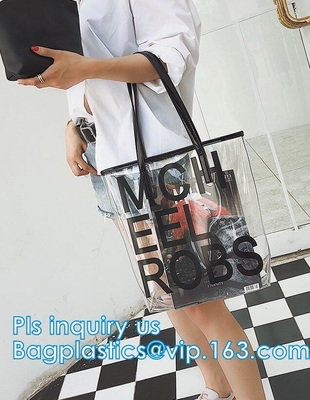 Bolso del maquillaje con bolso redondo de la correa de hombro el favorable, la bolsa de asas transparente clara de la manija de la cuerda, bolso claro de la cremallera del pvc del vinilo del estadio