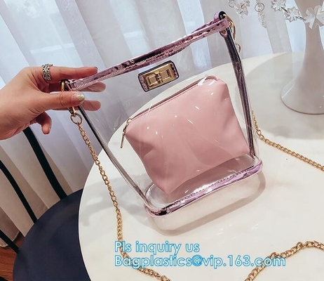bolso de compras claro promocional impermeable de la manija del pvc del totalizador, bolsos de compras reutilizables impermeables del totalizador de la estera del PVC, verano p suave