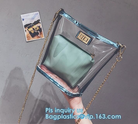 bolso de compras claro promocional impermeable de la manija del pvc del totalizador, bolsos de compras reutilizables impermeables del totalizador de la estera del PVC, verano p suave