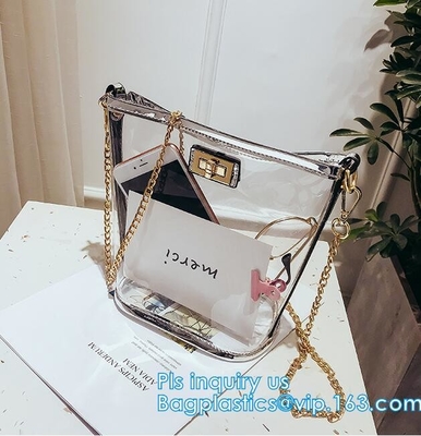 PVC Tote Shopping Bags, playa clara plástica de moda Tote Shopping Bag, portador de Logo Printed Customized del bolso de la playa del PVC