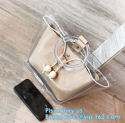 bolso de compras del pvc del pvc Tote Bag Customize Logo, bolso claro de Tote Beach Bag Transparent Purse del bolso del PVC, vagos de las compras del pvc