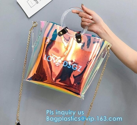 Frunce a las señoras plásticas del bolso del bolso del monedero de vinilo del PVC, bolsos transparentes de la señora de la bolsa de asas del pvc del verano PVC, bolso H del hombro