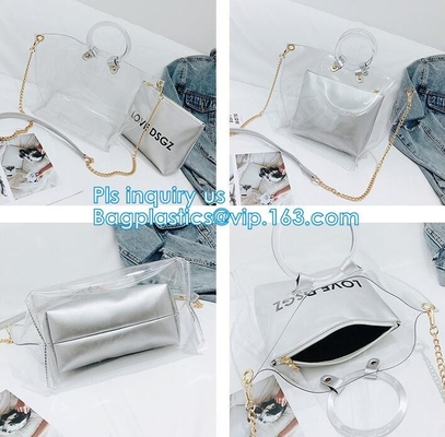 Frunce a las señoras plásticas del bolso del bolso del monedero de vinilo del PVC, bolsos transparentes de la señora de la bolsa de asas del pvc del verano PVC, bolso H del hombro