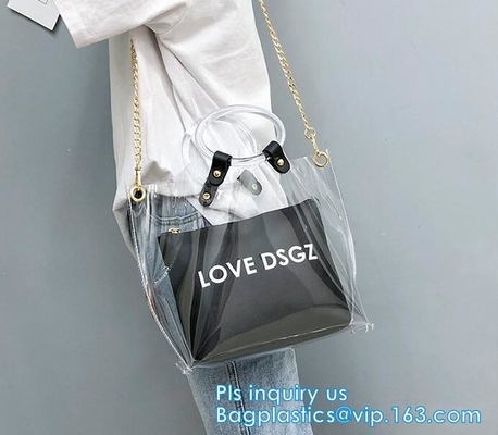 Frunce a las señoras plásticas del bolso del bolso del monedero de vinilo del PVC, bolsos transparentes de la señora de la bolsa de asas del pvc del verano PVC, bolso H del hombro