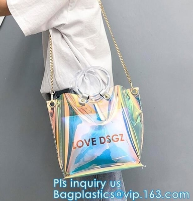 Frunce a las señoras plásticas del bolso del bolso del monedero de vinilo del PVC, bolsos transparentes de la señora de la bolsa de asas del pvc del verano PVC, bolso H del hombro